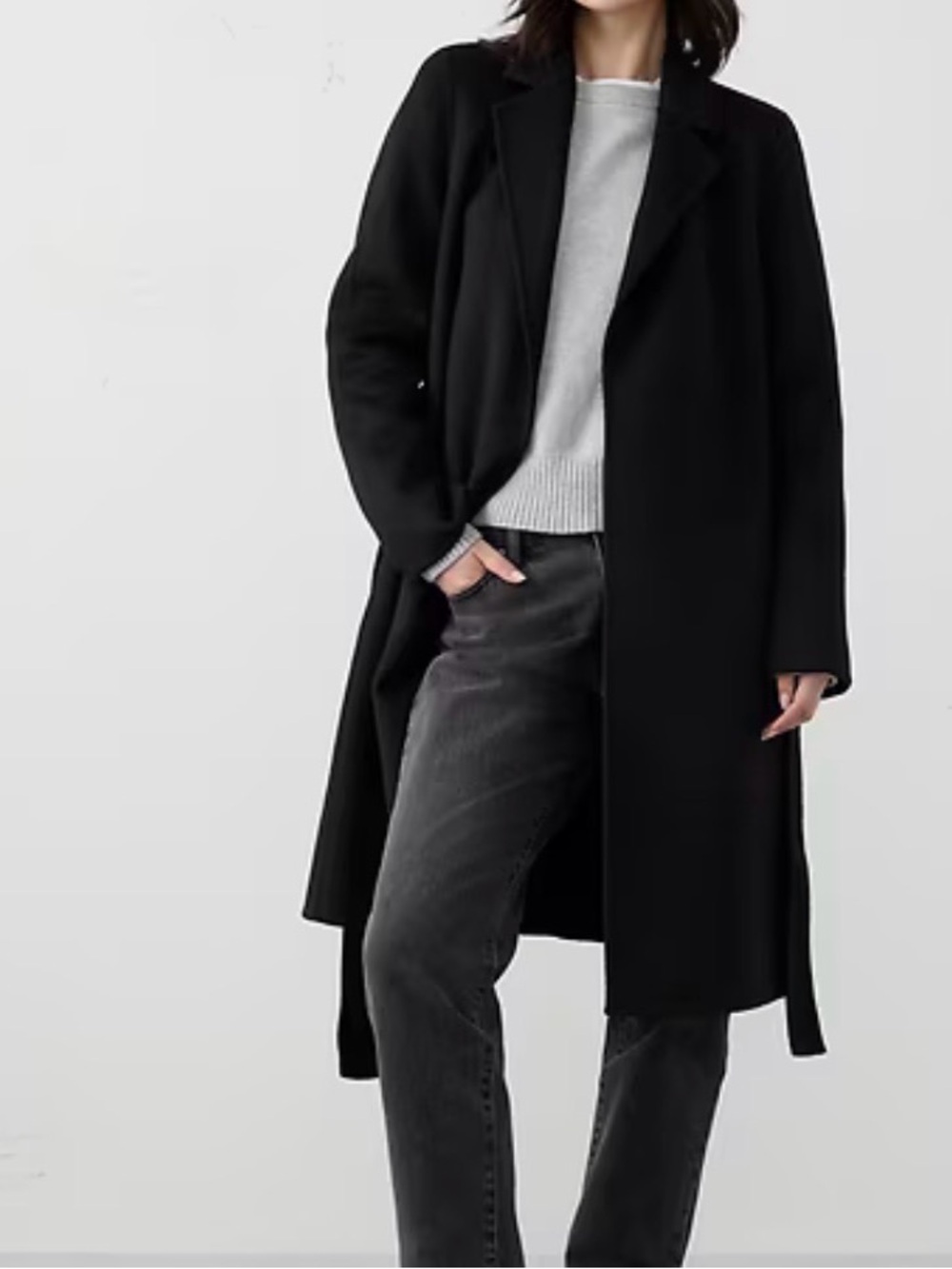 Banana Republic Black Long Wool Pea Coat